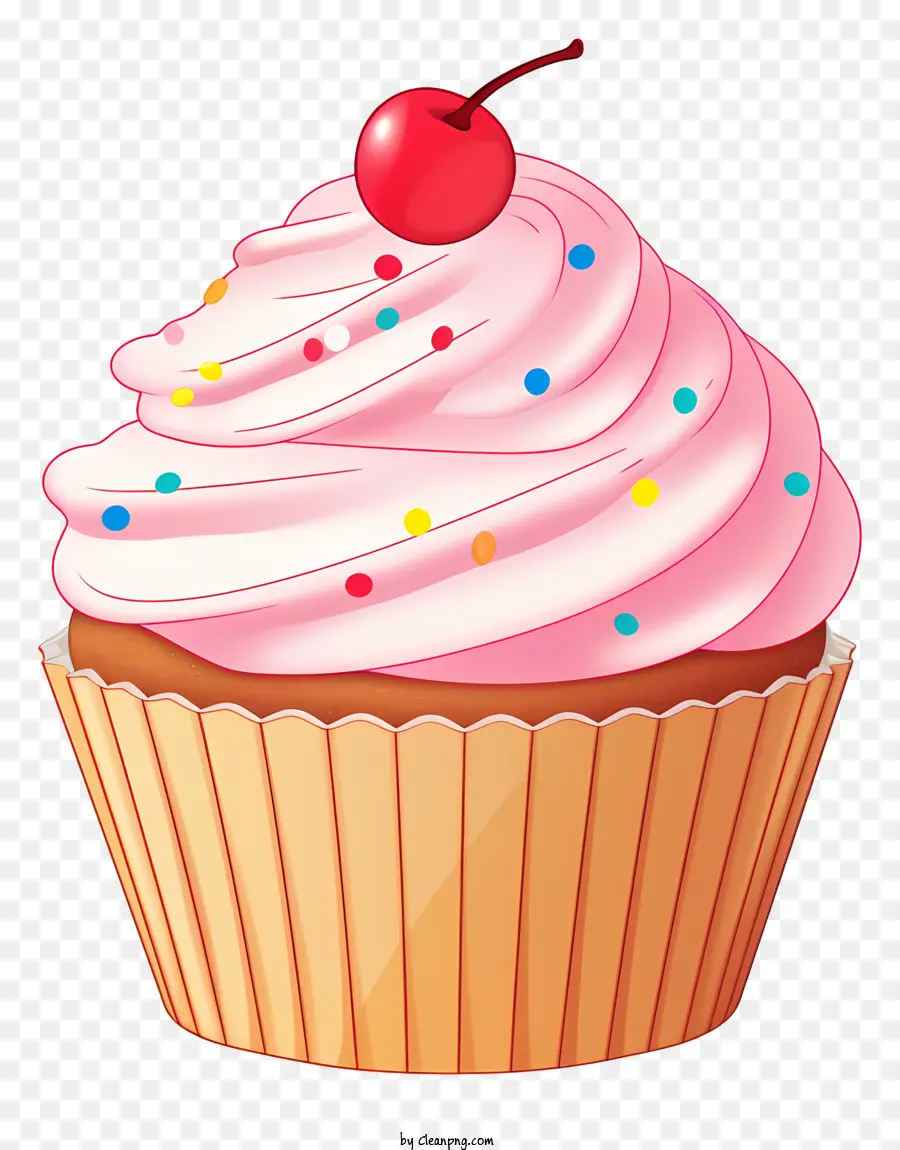 Rắc - Cupcake màu hồng với anh đào trên đầu