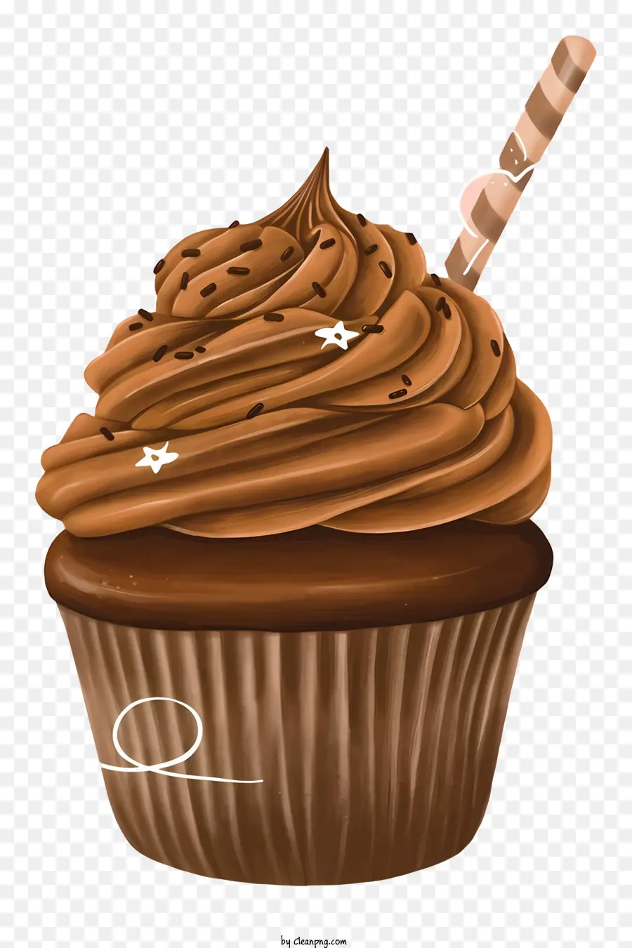 Schokoladen -Cupcake -Cupcake mit Zuckerguss Erdbeer -Cupcake Schokoladen -Zuckerguss -Cupcake mit Erdbeer - Schokoladen -Cupcake mit Erdbeer auf schwarzem Hintergrund