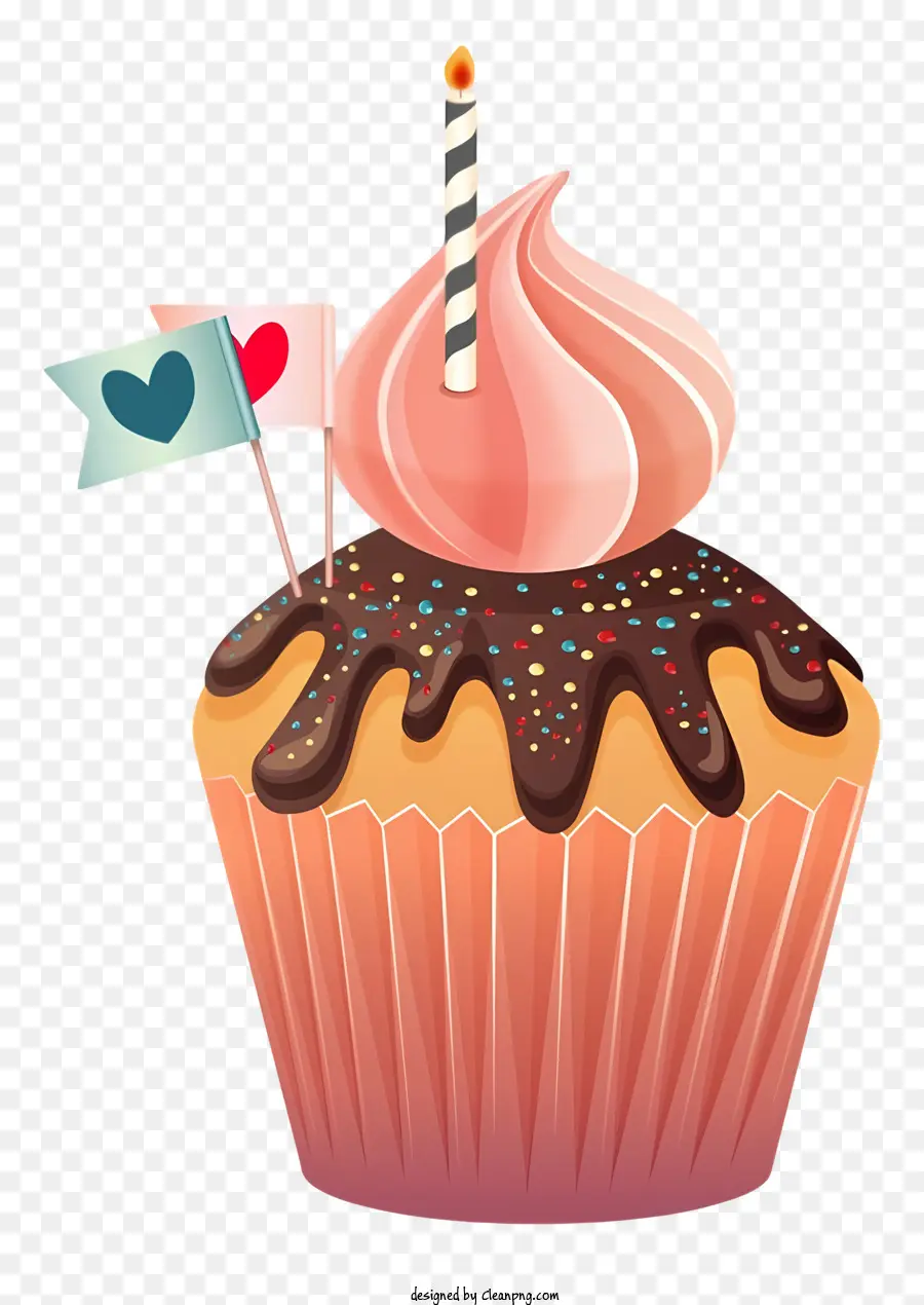 sinh nhật cupcake - Hình minh họa của Cupcake sinh nhật màu hồng với nến