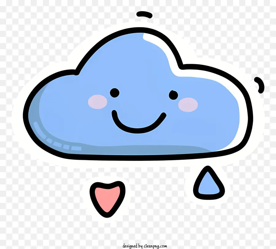 nuvola di cartoni animati - Nuvola di cartoni animati con lacrima e cuore sul nero