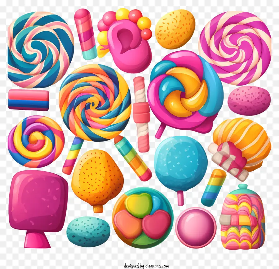 Candy Lollipops Gumballs Candy Canes süß - Lebendiges Bild von farbenfrohen Süßigkeiten für Verpackungsdesigns