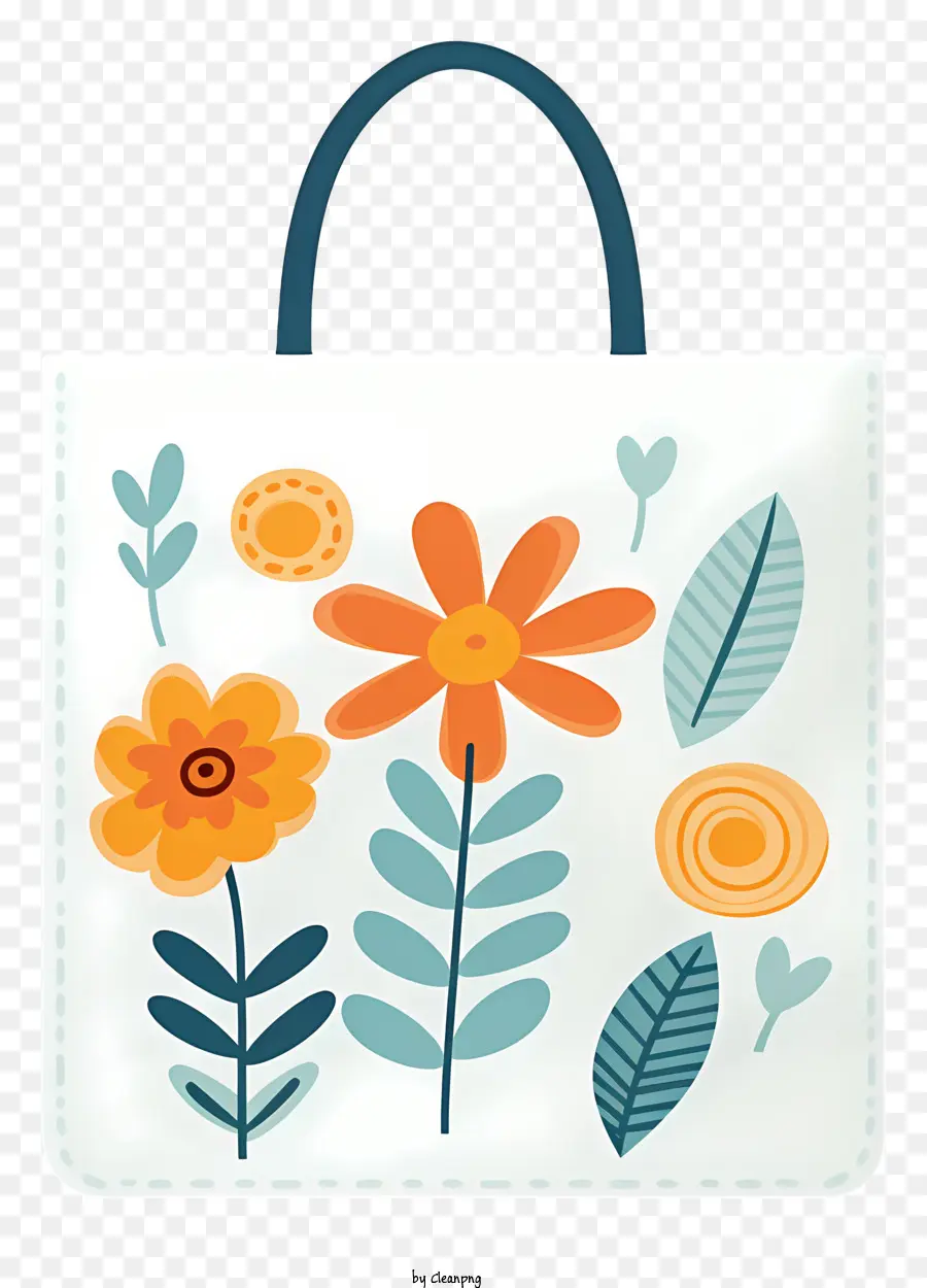 Orange - Blumeneinkaufstasche mit Kordelkordel, lebendige Farben