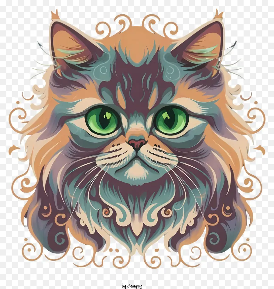 grüne Augen Katze lockige Pelz Katze Blaue Pelz Katze große Nase Katze große Whiskers Katze - Katze mit grünen Augen, blauem Fell und Schnurrhaaren