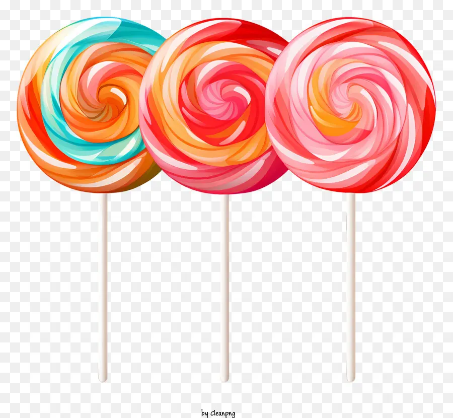 Lollipops colorati lecca lecca lecca lecca caramelle - Lecca colorate su sfondo nero spiccano