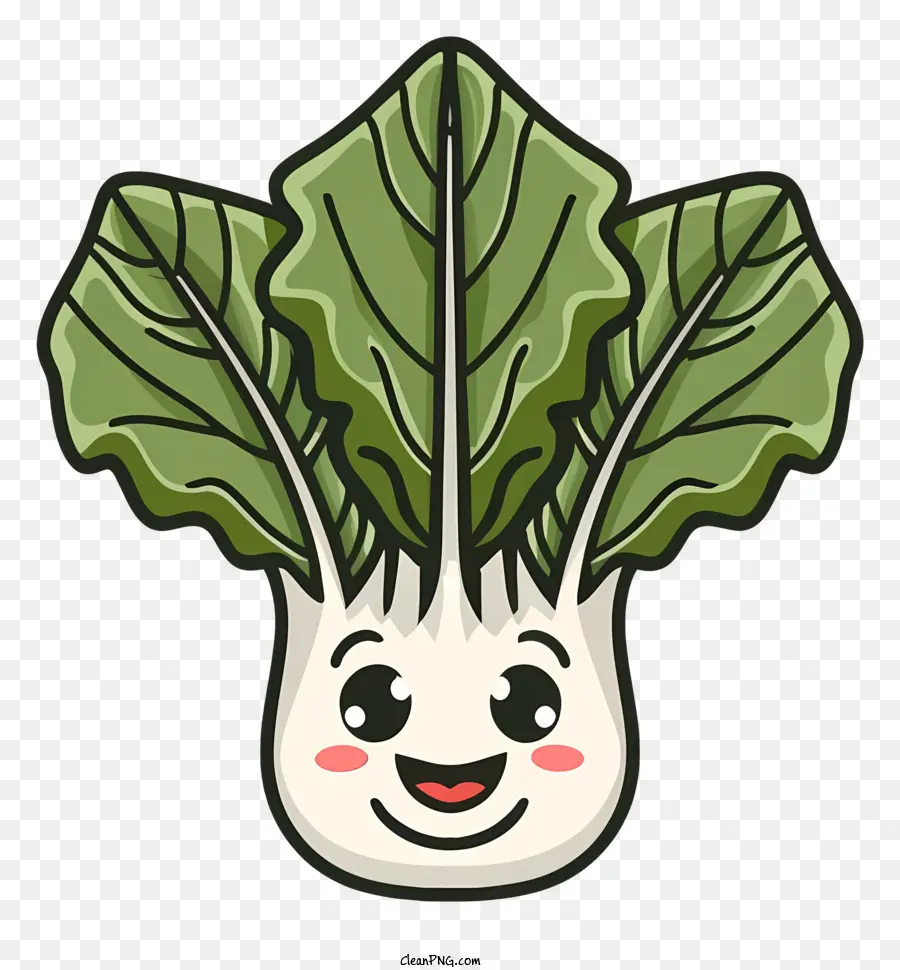 Cartoon Charakter Rundes Gesichtshut Gemüse Blattpflanze - Cartooncharakter mit rundem Gesicht und Gemüse