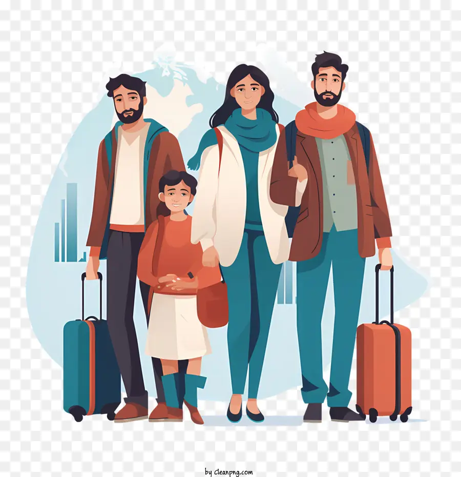 migrants day travel family vacation luggage