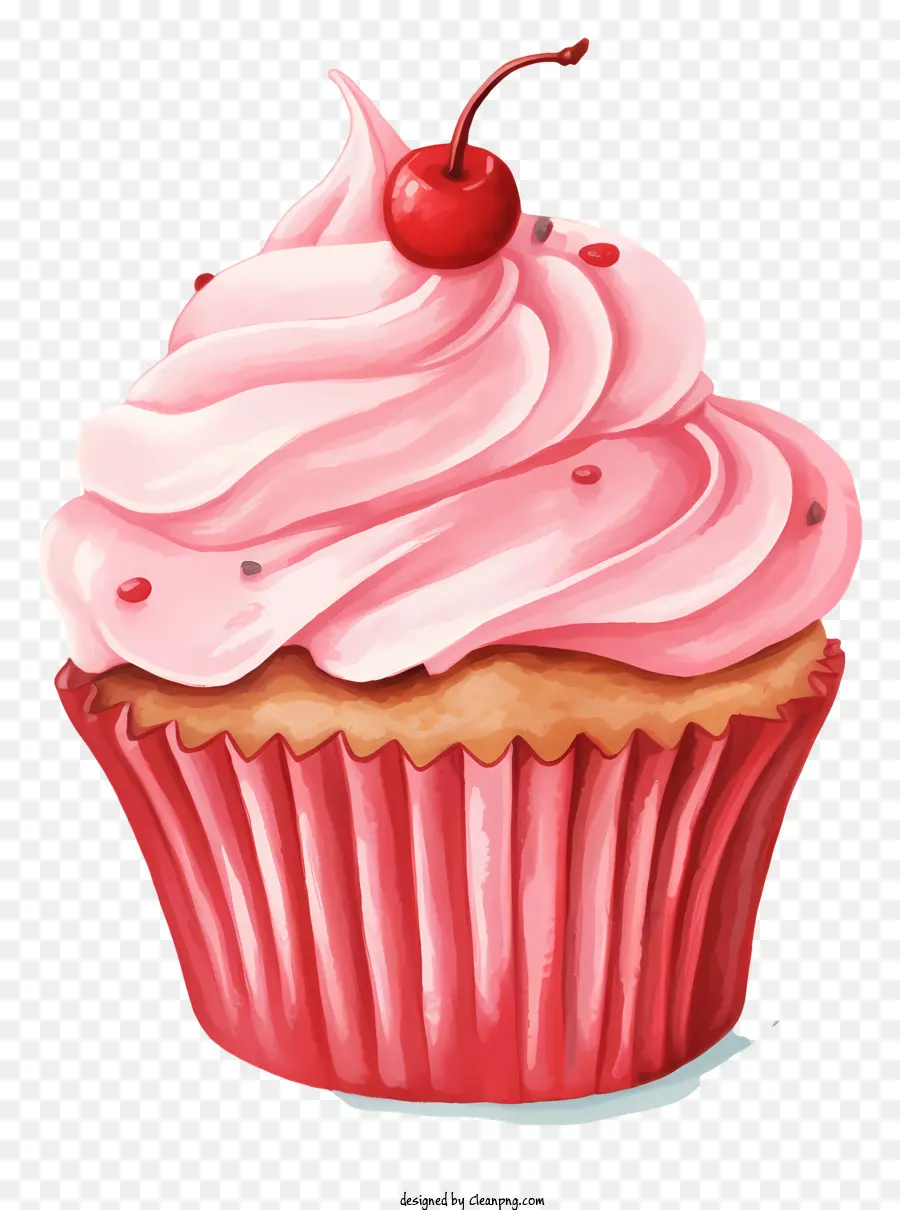 Cupcake Pink Cupcake weiße Zuckerguss Kirschen Cupcake Dekoration - Rosa Cupcake mit weißem Zuckerguss und Kirschen