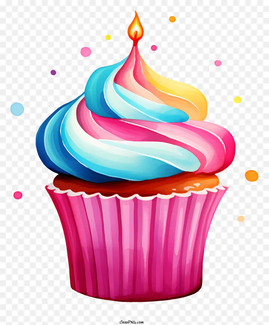 Bánh sinh nhật - Bánh xoáy đầy màu sắc với confetti trên nền đen