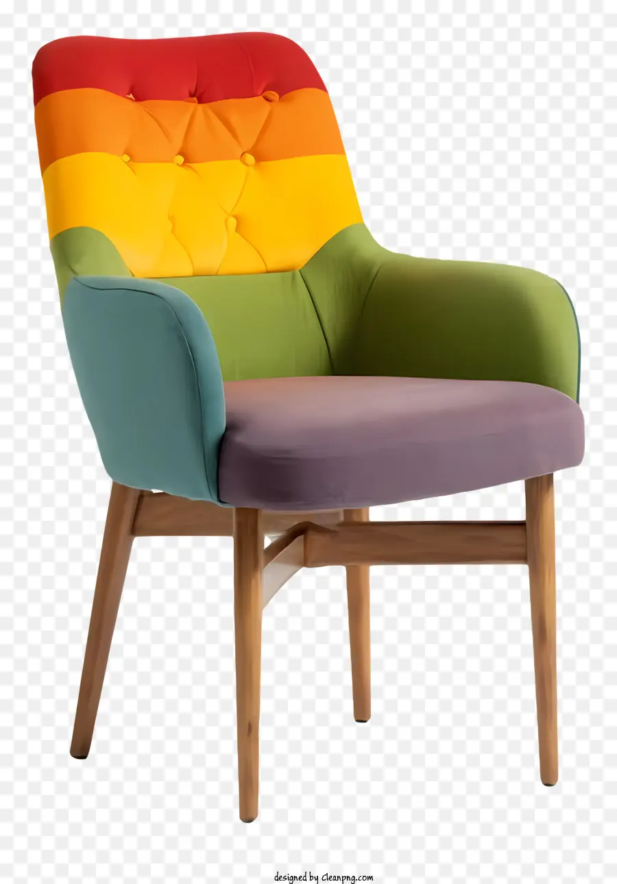 farbenfroher Stuhl Holzstuhl Polsterstuhl mehrfarbiger Stuhl Buntes kariertes Stuhl - Buntes Holzstuhl mit kariertem Polster und Holzbasis