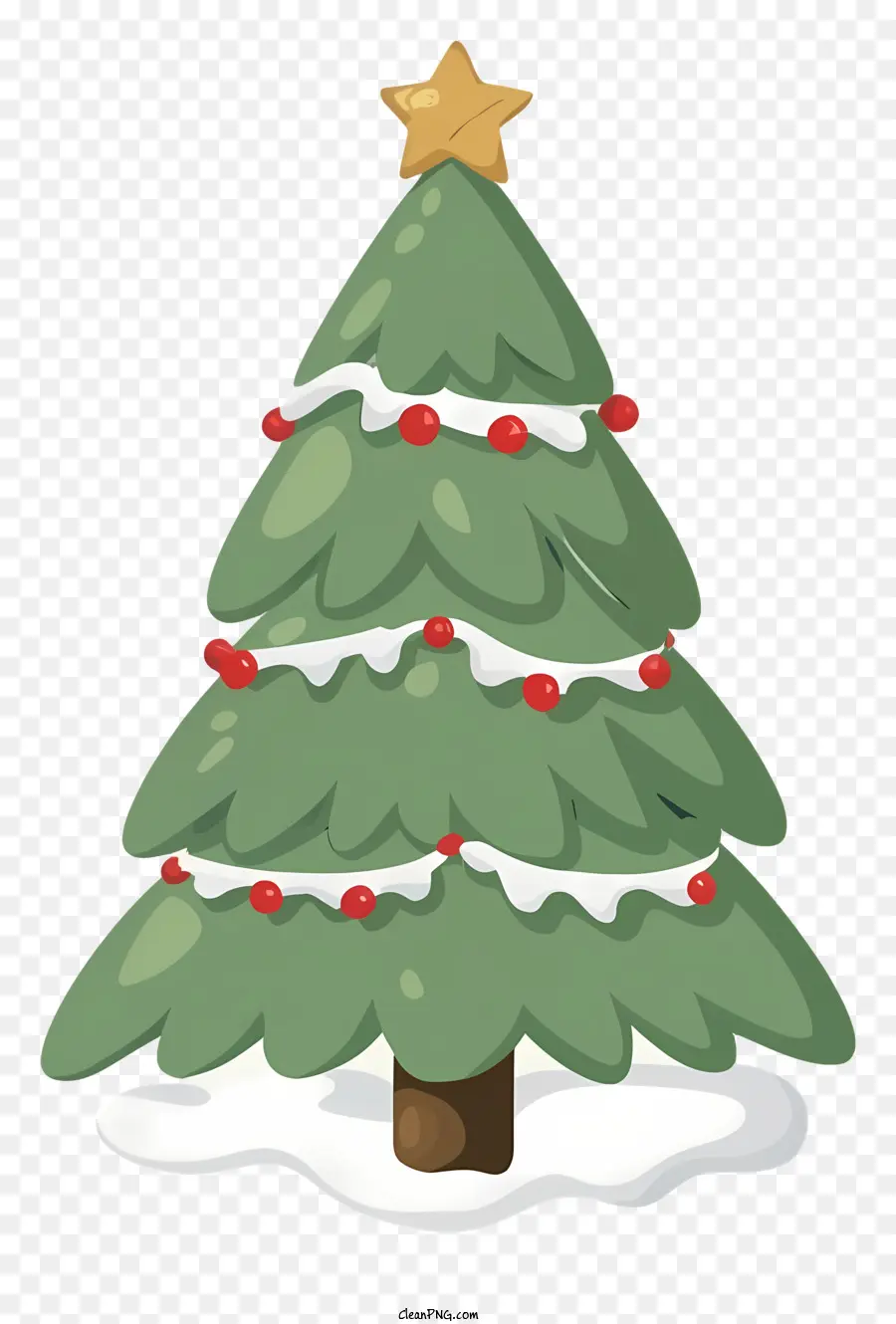 albero di natale - Albero di Natale festivo con bacche, neve e stella