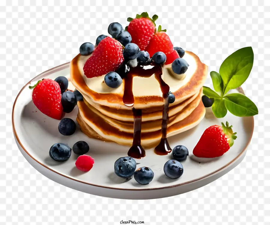 cioccolato - Pancake con cioccolato, bacche e panna montata alla menta