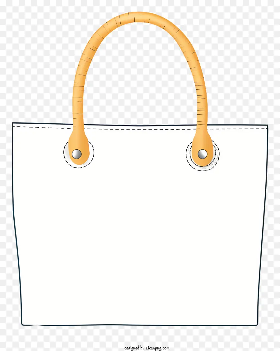 Einkaufstasche - Weiße Einkaufstasche mit braunem Lederband