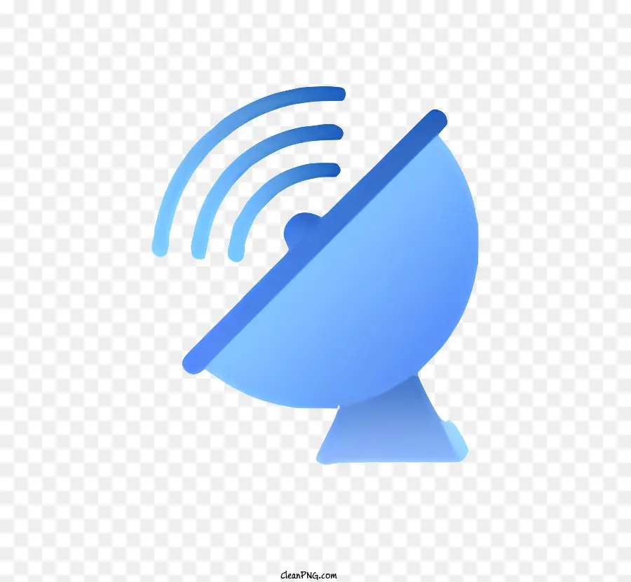 Satellitenschale blau -weiße moderne Darstellung kreisförmiges Objekt lang gebogener Arm - Blau -weißes Satellitengericht auf schwarzem Hintergrund