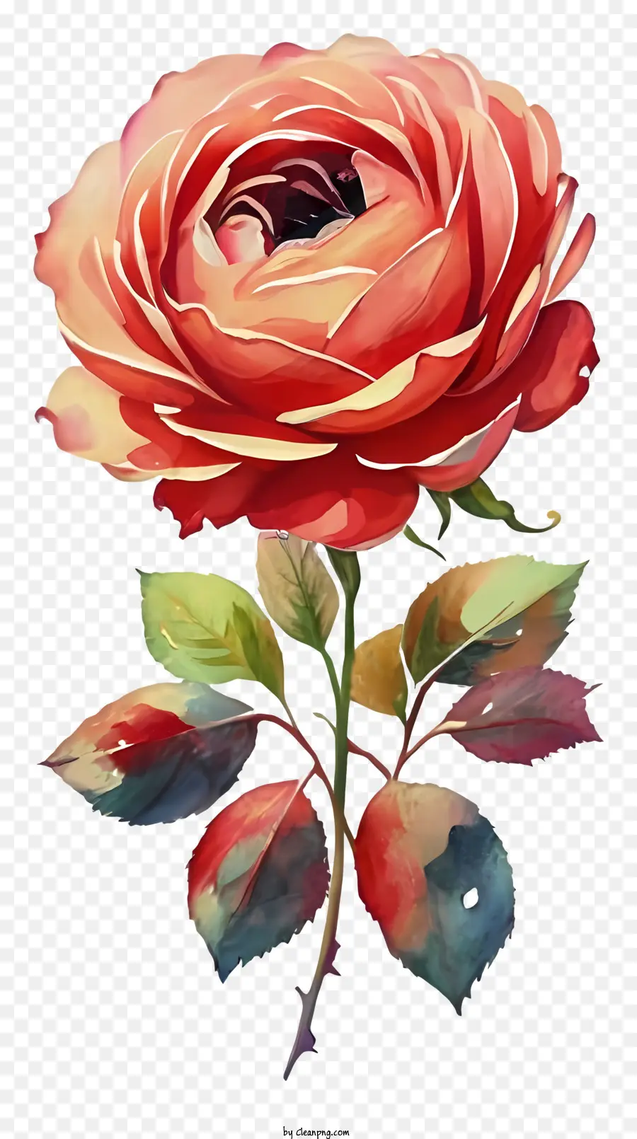 Hoa hồng - Bức tranh màu nước của một bông hồng chi tiết, sôi động