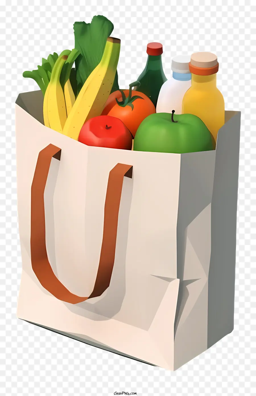 Einkaufstasche - Einkaufstasche mit Obst auf schwarzem Hintergrund