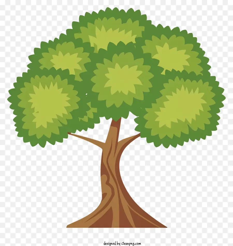 grüner Baum - Üppiger grüner Baum mit dickem Kofferraum und Blättern