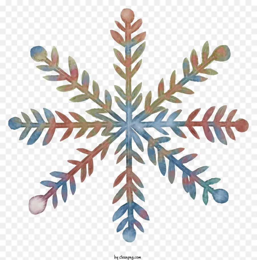 fiocco di neve - Abstract Snowflake con motivo ad acquerello multicolore su nero