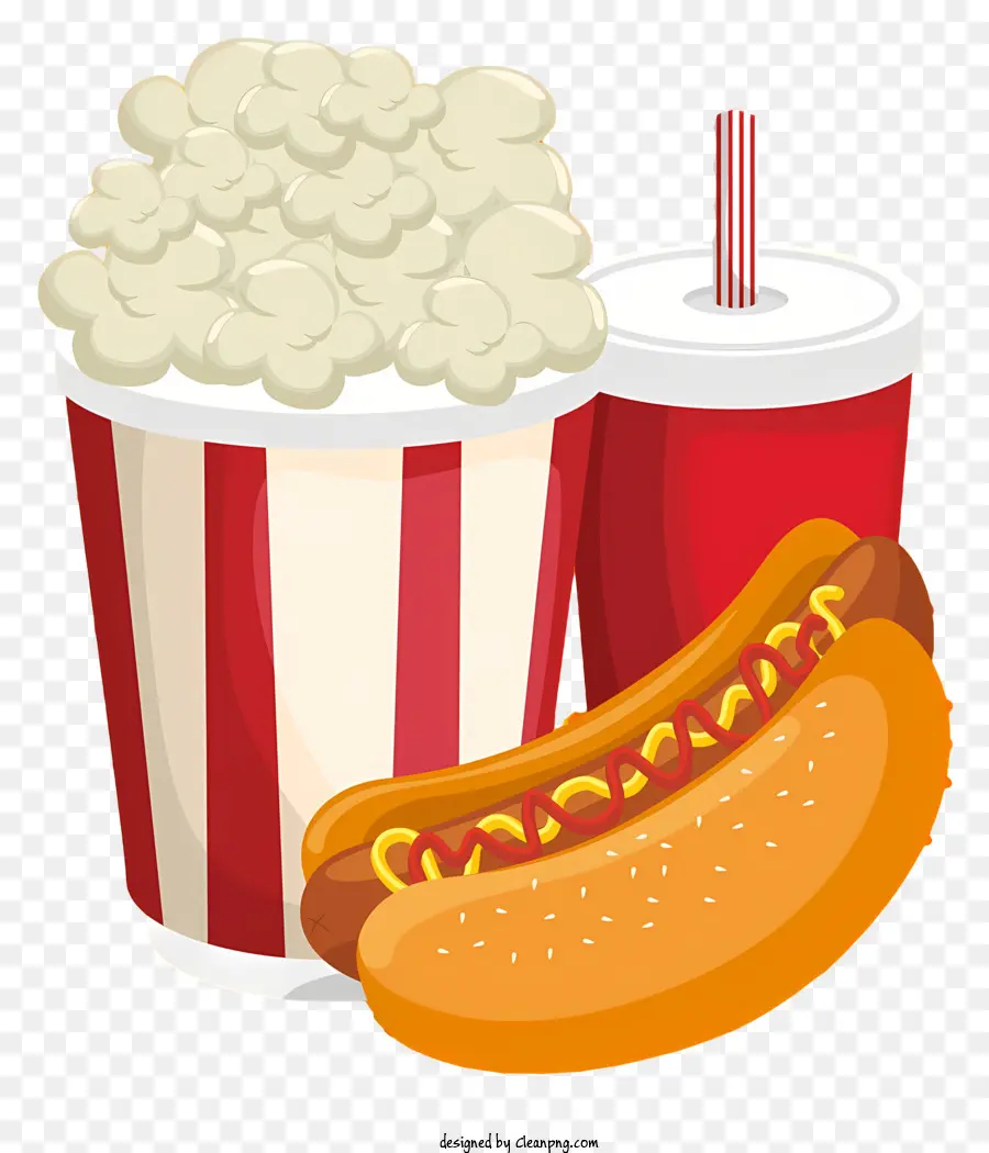 patatine fritte - Fast food: hot dog, patatine, popcorn in contenitore