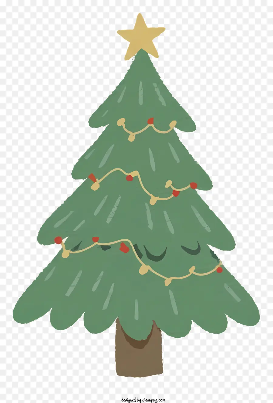 Weihnachtsbaum - Weihnachtsbaum mit Stern, Lichtern und Geschenken