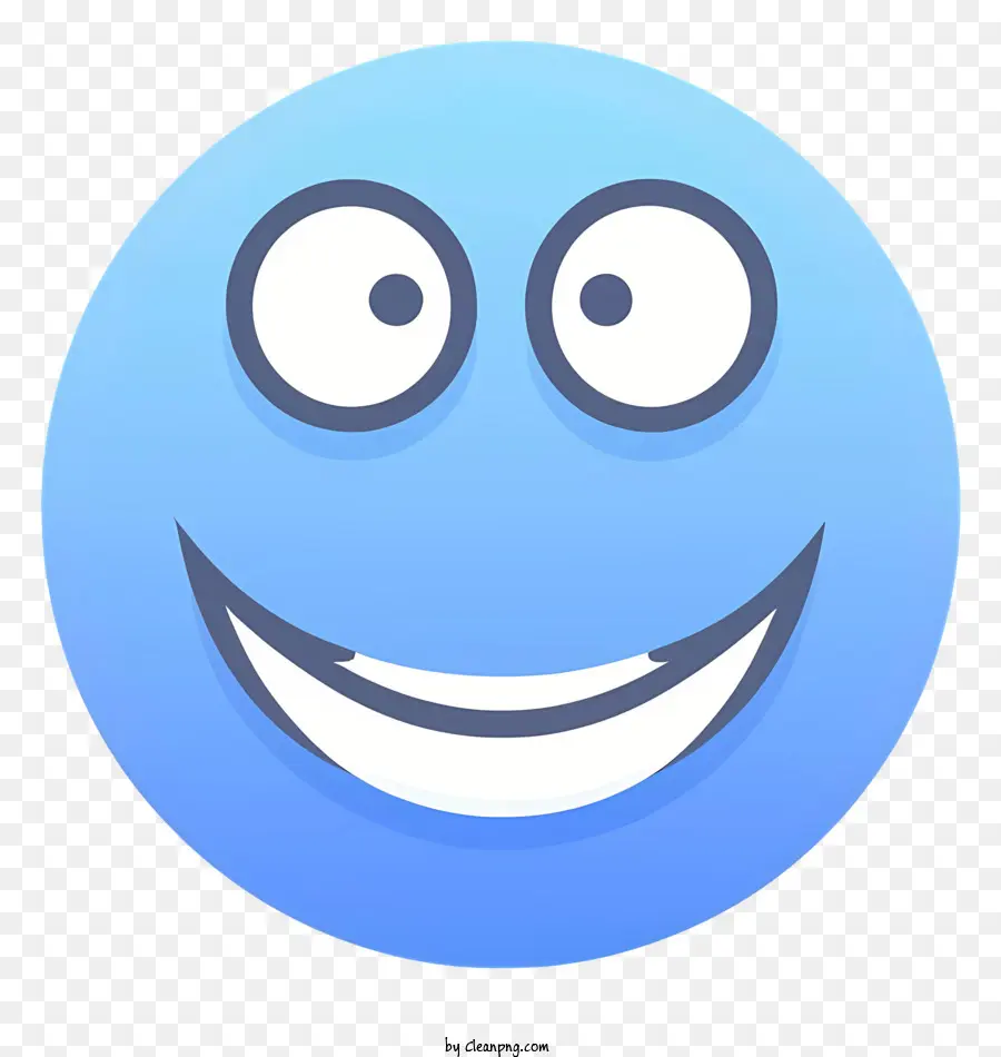 smiley Gesicht - Blaues Smiley -Gesicht mit zögernem Lächeln auf weißem Hintergrund