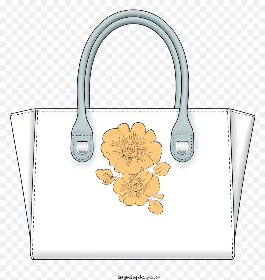 white handbag orange flower design small pocket long strap fashionable handbag