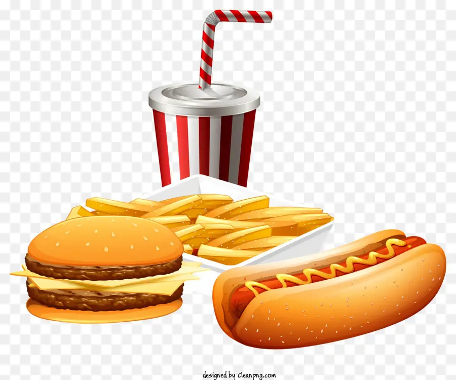 patatine fritte - Fast food pasto con hot dog e patatine