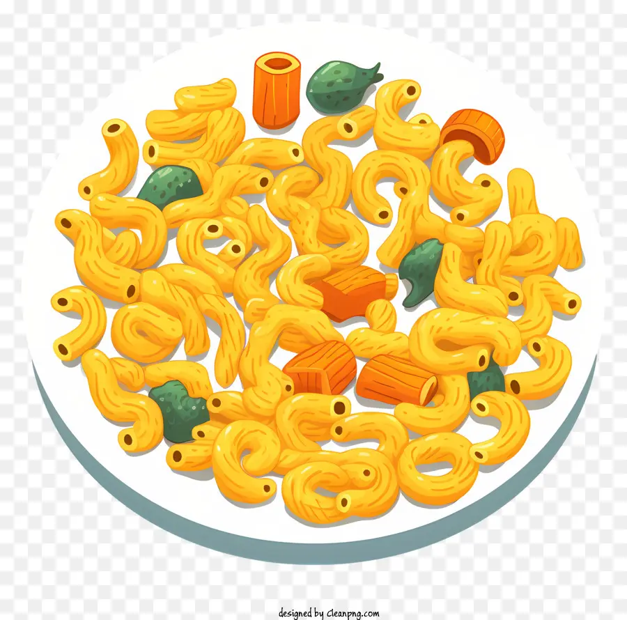 Pasta -Schalenplatte mit Pasta verlängerte Pasta gelbe Pasta zufällige Muster Pasta - Teller mit gelber Nudelschale mit Sauce