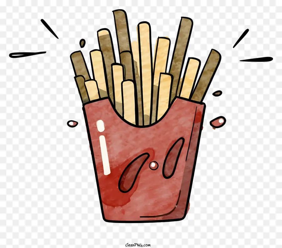 Pommes Frites - Cartoon Red Cup hält unordentliche Ketchup Pommes
