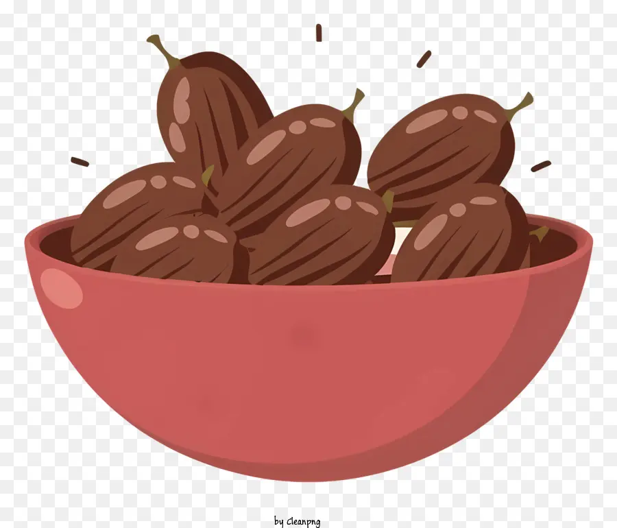 Schokoladenbedeckte Mandel cremige Schokoladenmandel -Snacks Rot Clay Bowl Spiralanordnung - Schwarz -Weiß -Bild von Schokoladenmandeln in der roten Tonschale