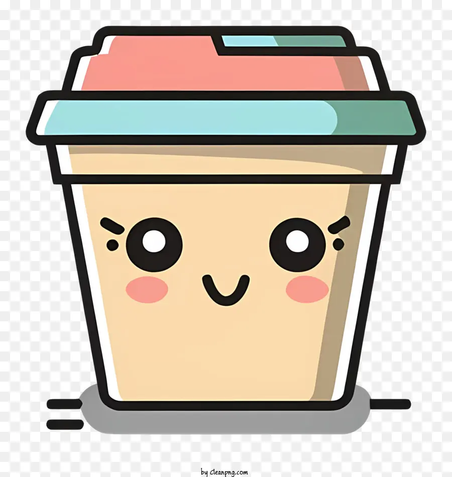 cartoon character smiling face eyes closed pink bowtie brown paper cup