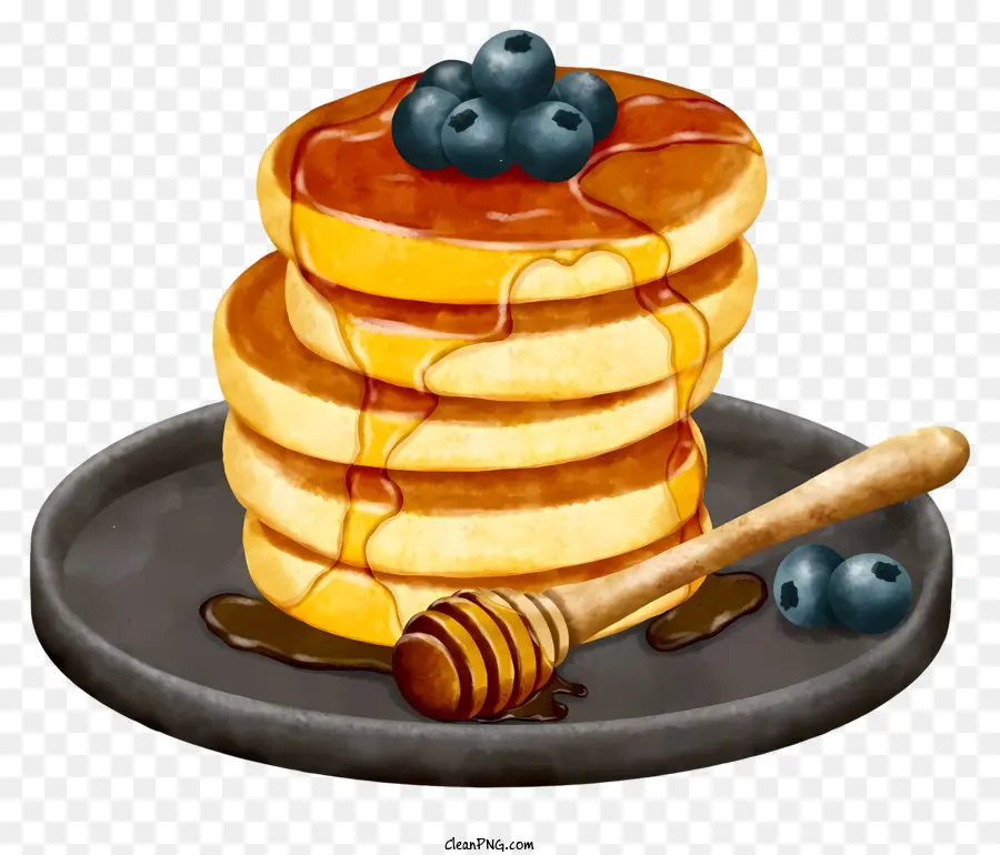 pancake mirtilli da noci pila di pancake cospargere di noci - Pancake con mirtilli e dadi sul piatto
