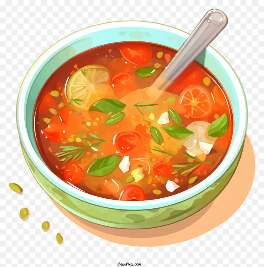 zuppa carote pomodori ingredienti vegetali - Ciotola di zuppa vegetale con ingredienti freschi