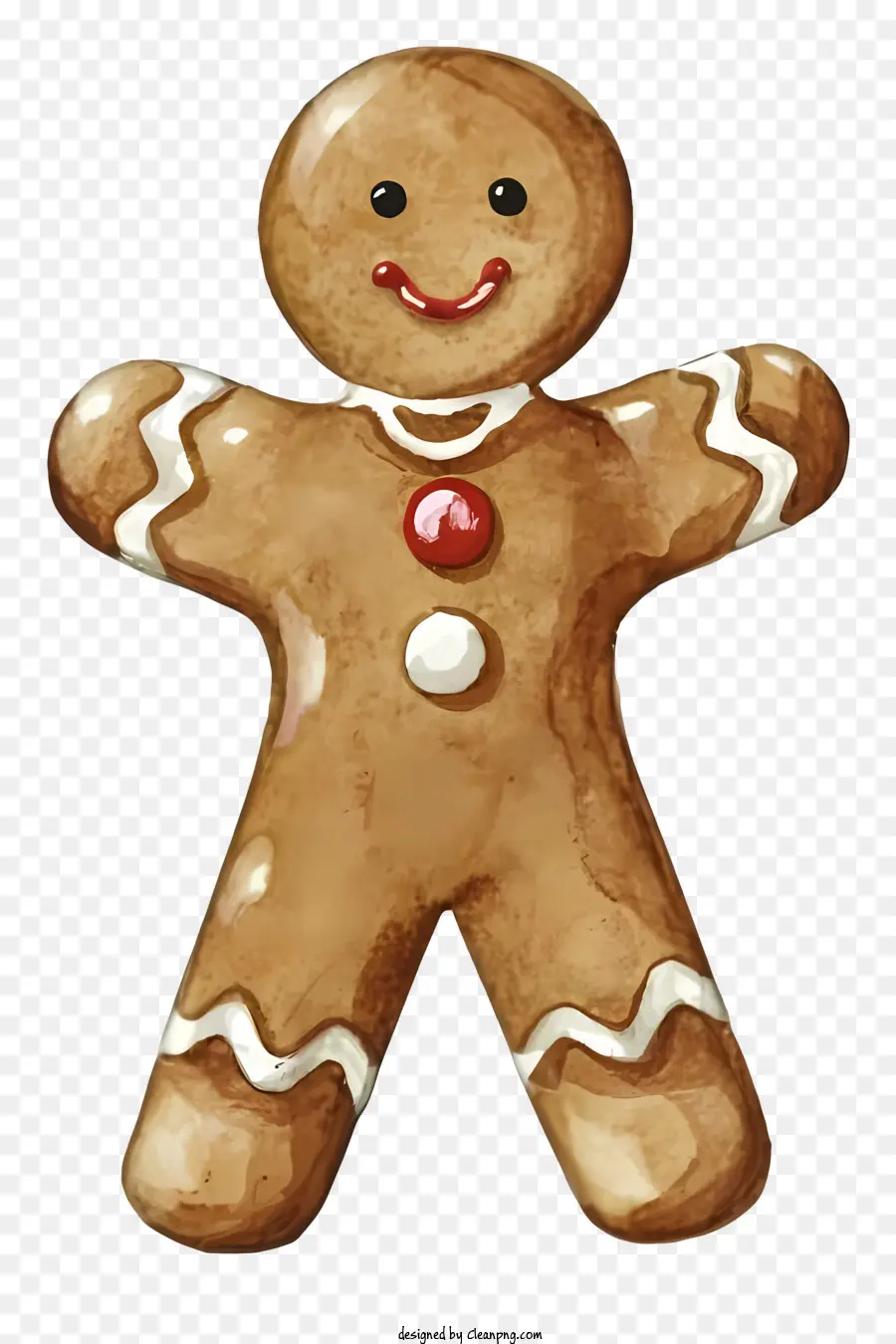 Lebkuchen Mann - Bild des lächelnden Gingerbread -Mannes mit weißem Zuckerguss