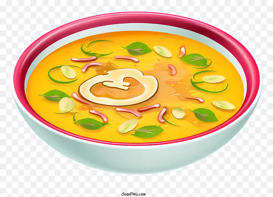 Gelbe Suppe Gemüse Suppe Spinatsuppe Zwiebel Suppe Grün Pfeffer - Schüssel mit gelbe Gemüsesuppe mit Garnieren
