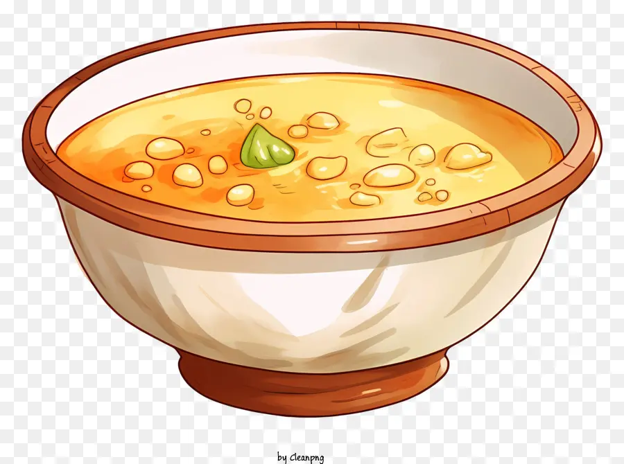 schwarzer Rand - Goldene Suppe mit weißem Fleisch, Oliven, Holzschale