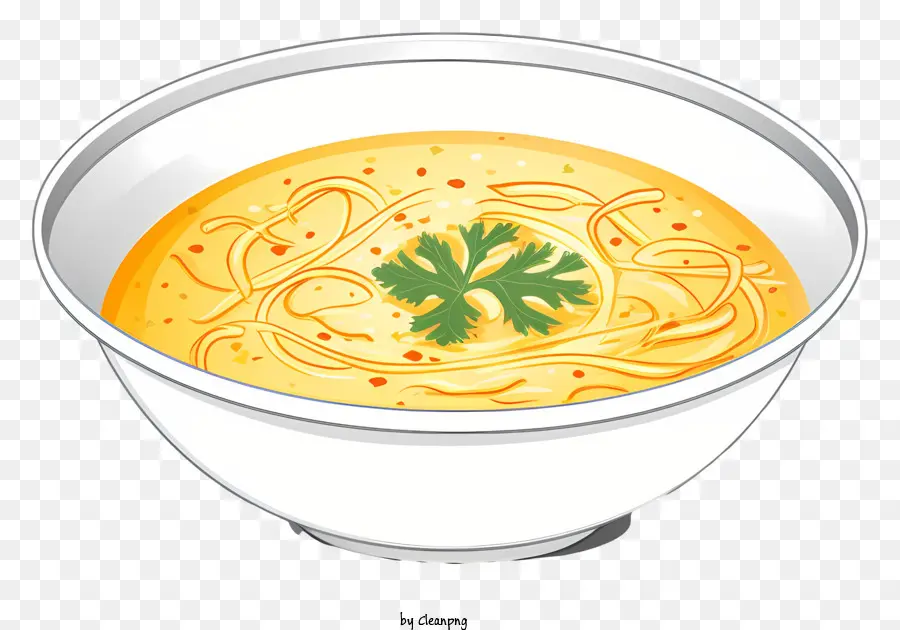 soup noodles vegetables cilantro yellow soup