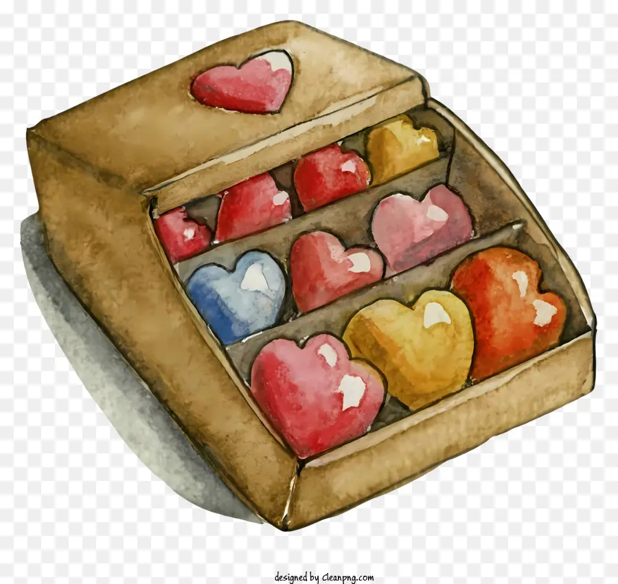 Karton - Farbenfrohe Schachtel der Herzen, offen und lebendig