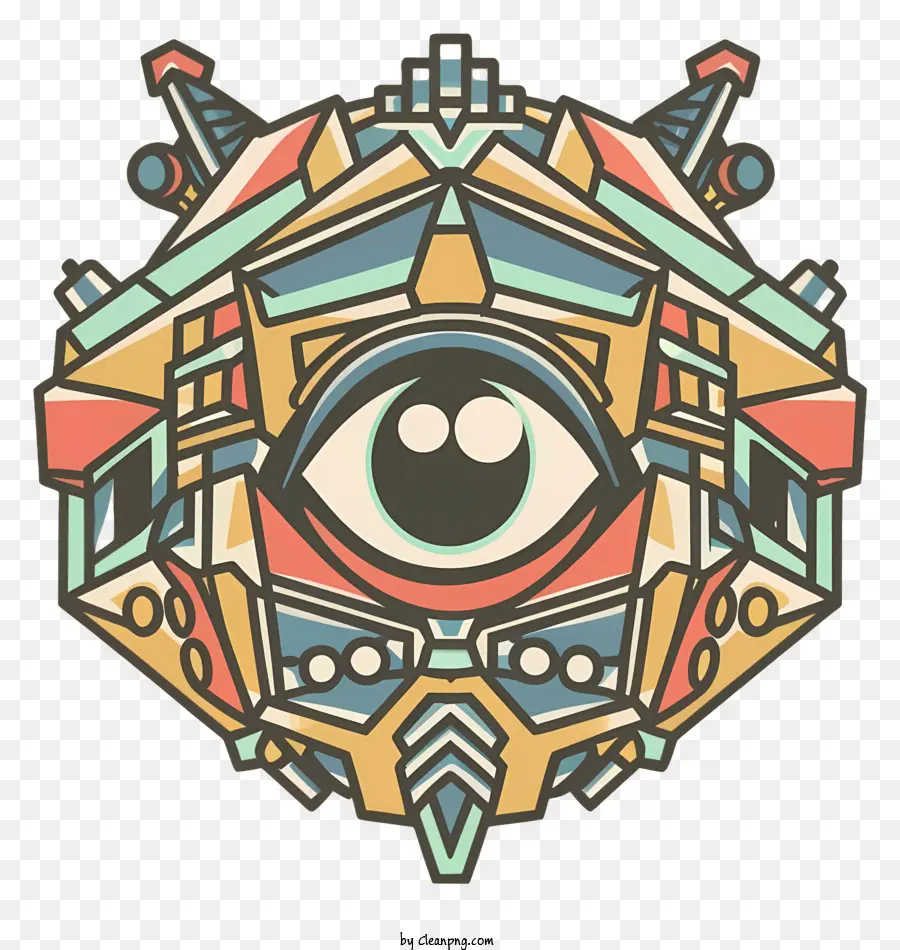simbolo dell'occhio - Design geometrico astratto con colori vibranti e simbolismo degli occhi