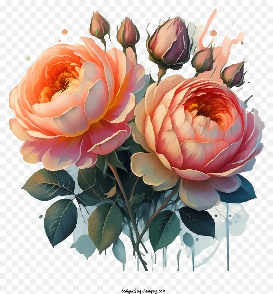hoa hồng - Hoa hồng được sắp xếp đối xứng, màu hồng với màu cam