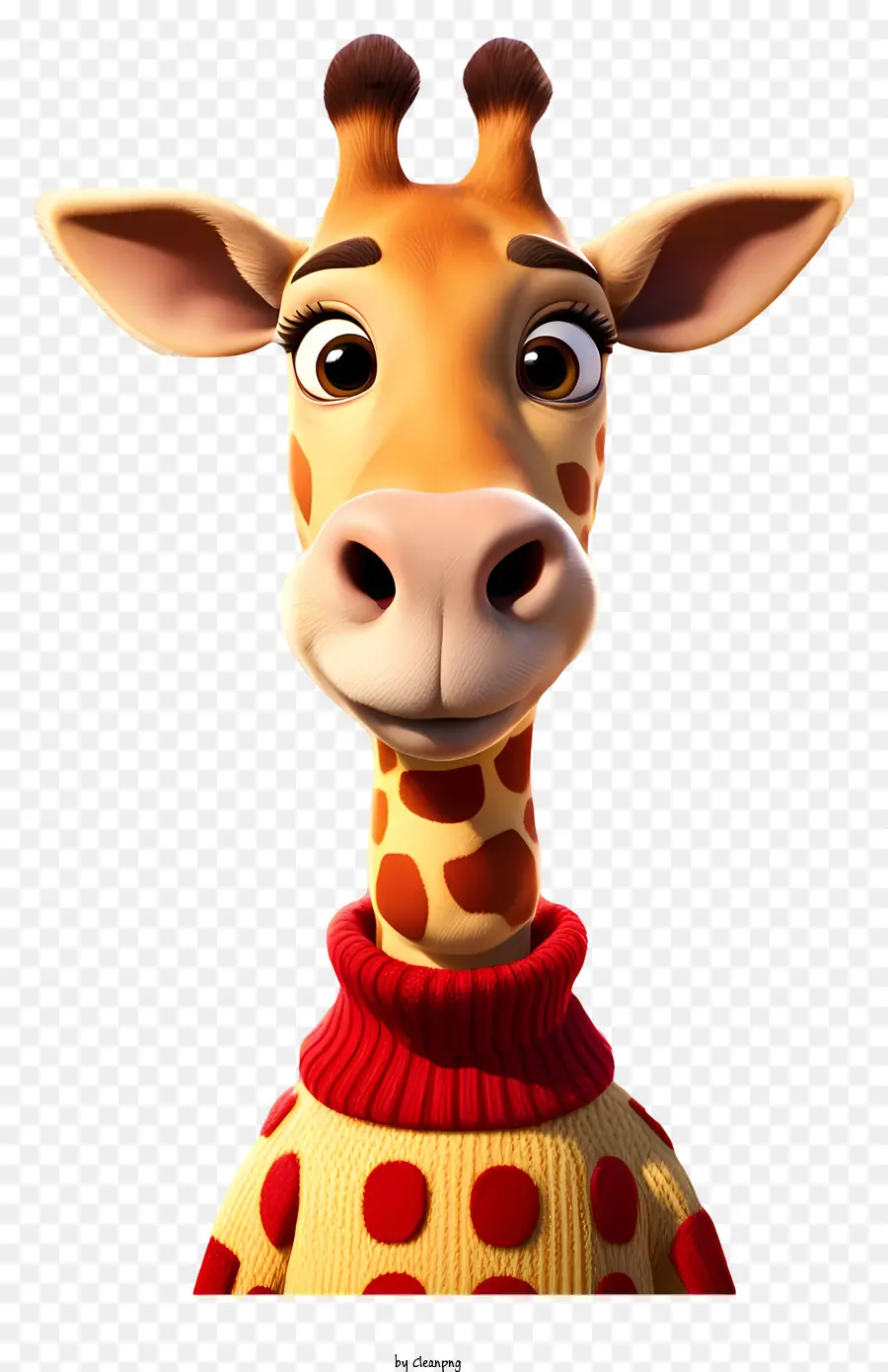 Giraffe -Cartoon -Pullover lächeln - Giraffe im roten Pullover mit Polka -Punkten