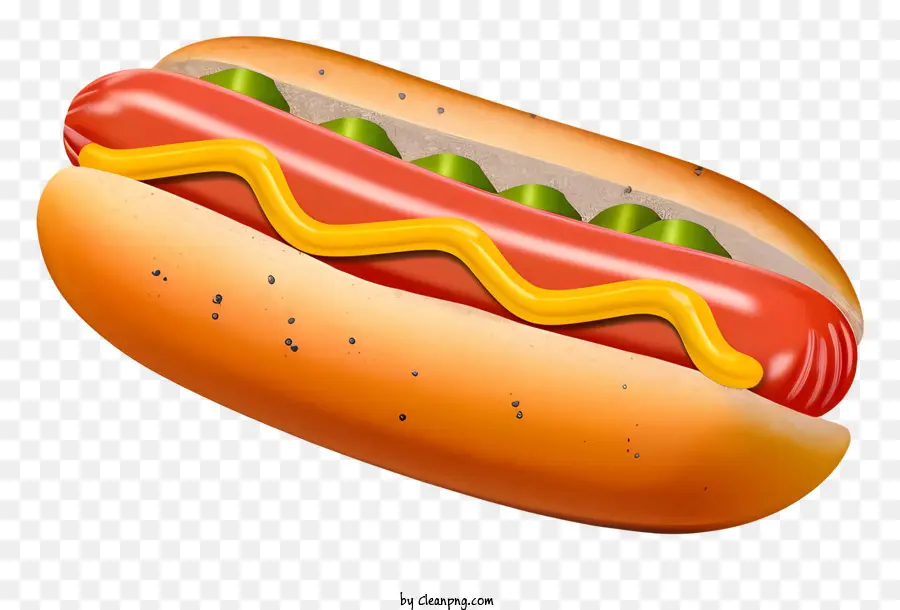 Hot Dog Bun Ketchup Senfwurst - Hot Dog mit Ketchup und Senf auf Brötchen