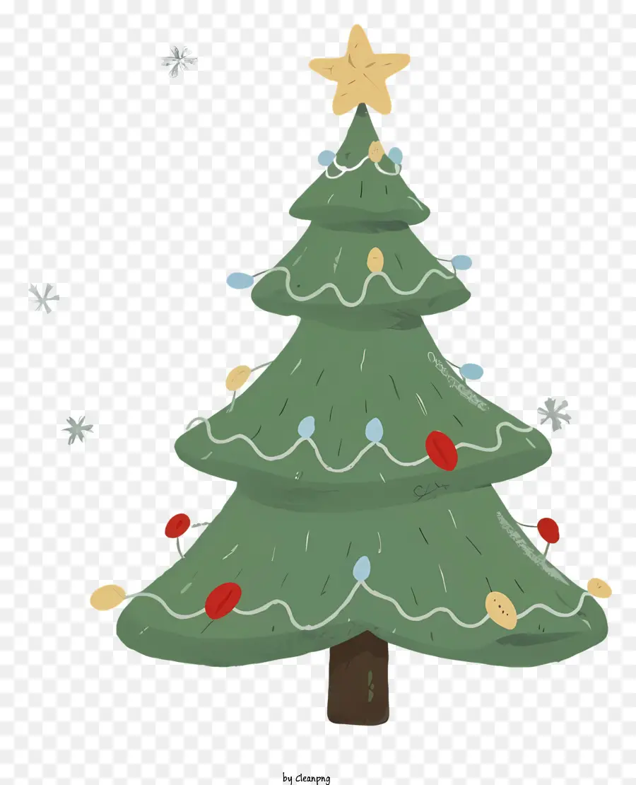 Weihnachtsdekoration - Papier Weihnachtsbaum mit Lichtern und Sternen geschmückt