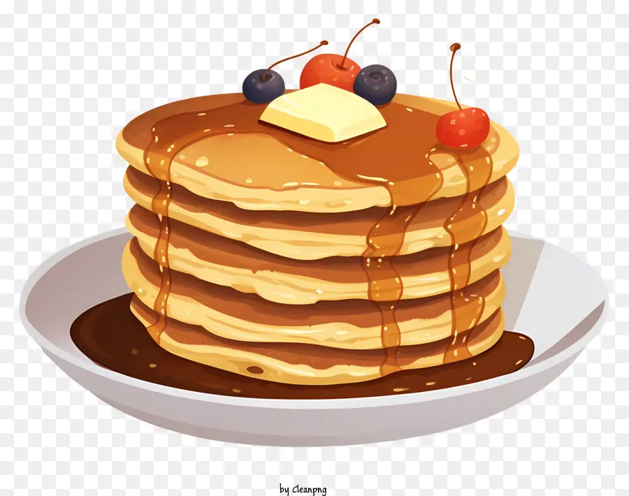 pancakes sciroppo bacche di frittelle soffici pancake dorati marroni - Pila di frittelle soffici con sciroppo e bacche