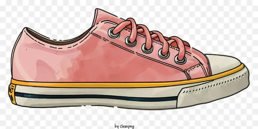Giày sneaker màu hồng với dây đai màu hồng giày cao gót màu hồng - Sneaker màu hồng với dây buộc màu xanh và thẻ màu vàng