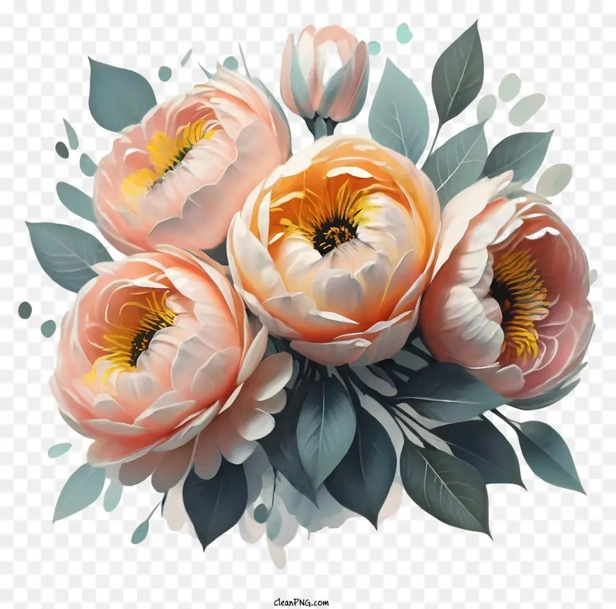 Blumenschmuck - Hochauflösendes Bild zeigt rosa und weiße Pfingstrosen