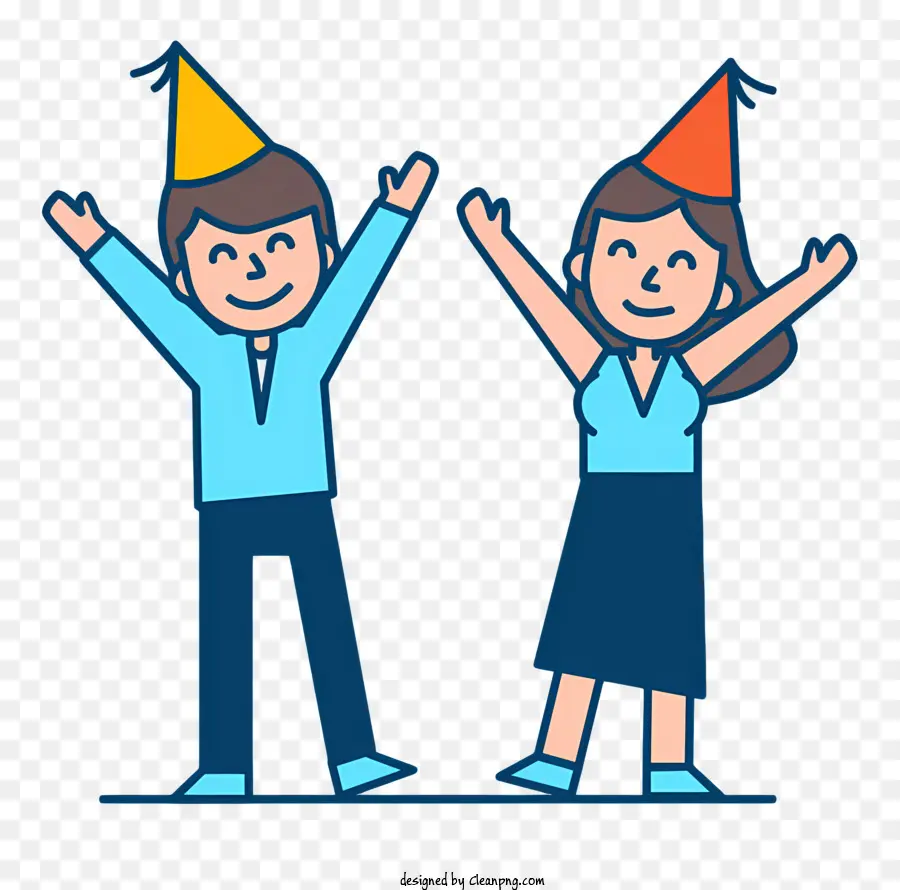 festa di celebrazione che saluta la gioia sorridente - Celebrazione con due persone, uno che indossa il cappello