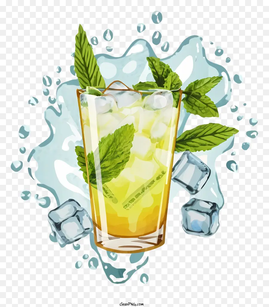 Đồ uống mùa hè - Nước chanh màu xanh lá cây với lá bạc hà