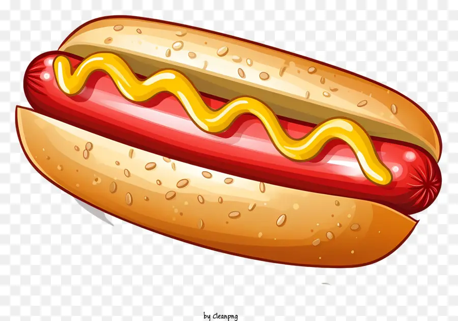 Hot Dog Ketchup mù tạt thích thú - Xúc xích với gia vị trên mè búi