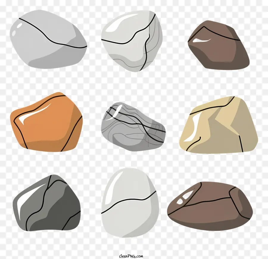 rocce colorano le forme marrone striscia a strisce bianche - Varie rocce disposte simmetricamente in colori diversi