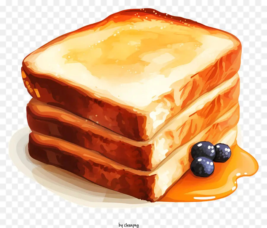 Bánh mì nướng Bữa sáng thực phẩm Syrup Berry Whole Whot Bread - Bữa sáng ngon với bánh mì nướng, quả mọng và xi -rô
